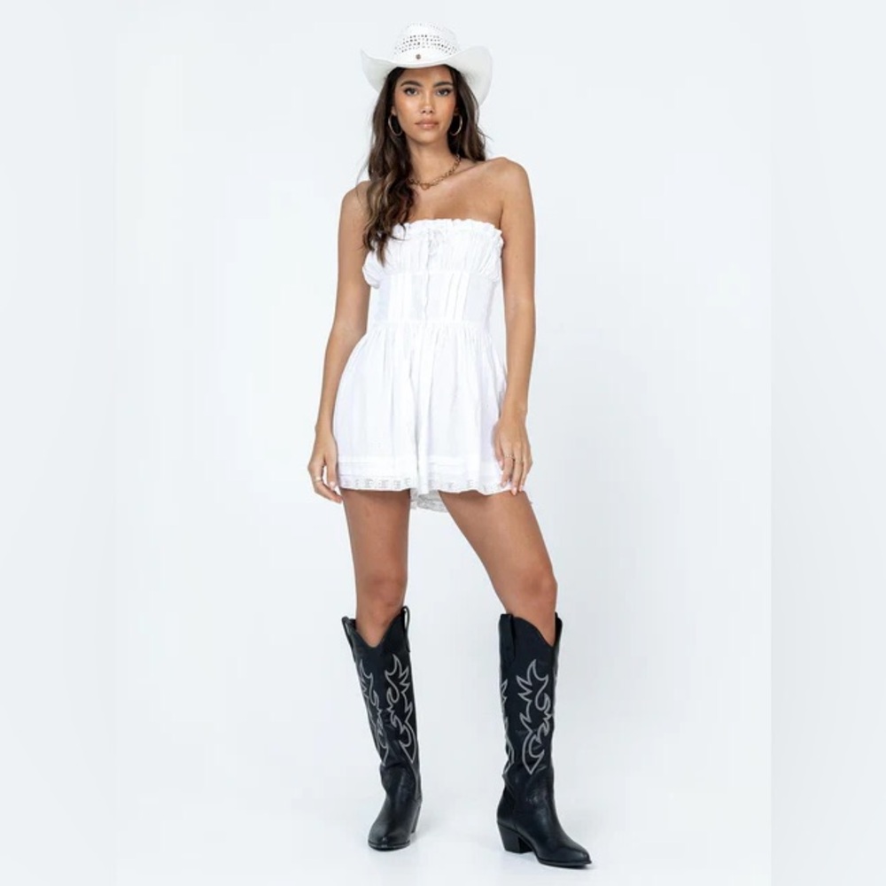 Princess Polly Boho White Strapless Romper NWT